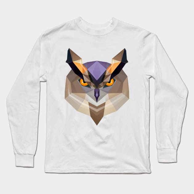 Low Poly Owl Long Sleeve T-Shirt by Purplehate